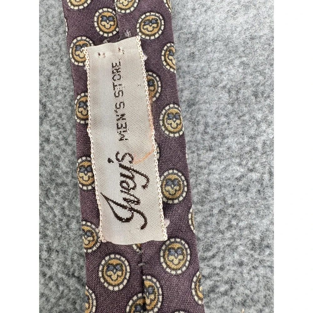 Silk Medallion Pattern Necktie Purple Gold Classic Mens‎ Tie Vintage